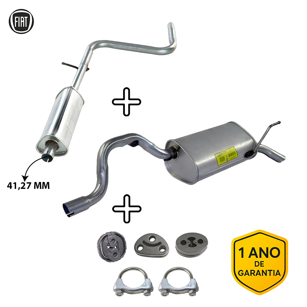 Escapamento Intermediário + Traseiro do Palio 1.0/1.4 8v 1996 á 2011 Escapamento Intermediário + Traseiro do Palio 1.0/1.4 8v 1996 á 2011