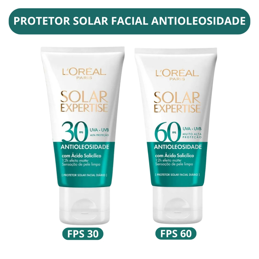 Protetor Solar Expertise Loréal Paris Antioleosidade 40g - Sem Cor FPS 30 e FPS 60