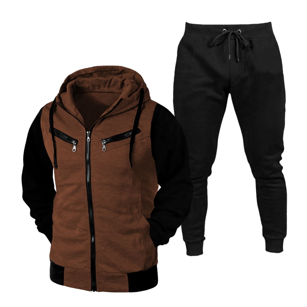 Conjunto De Moletom de Zíper Kit Blusa De Frio Aberta Calça