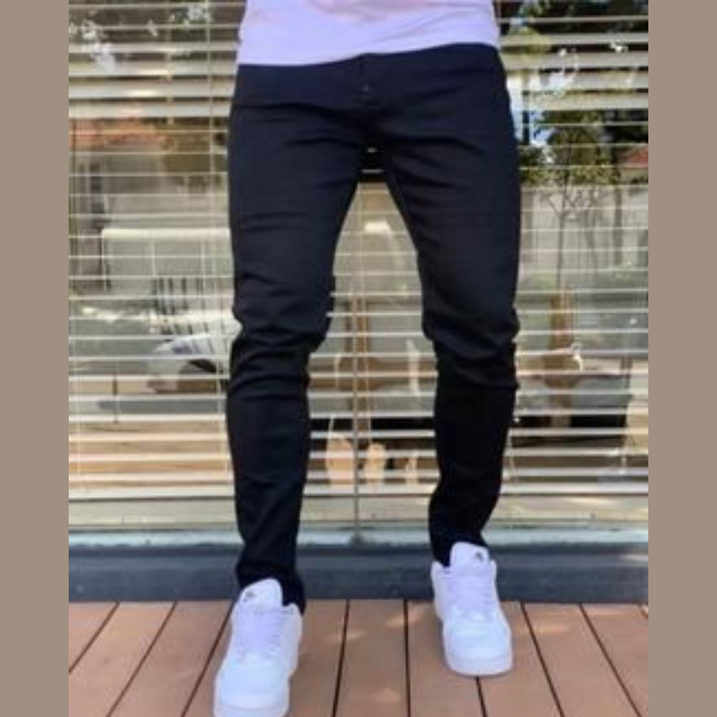 Calça Masculina Jeans Para Trabalho com Elastano Tradicional Azul Escuro Preto Plus size do 36 ao 56