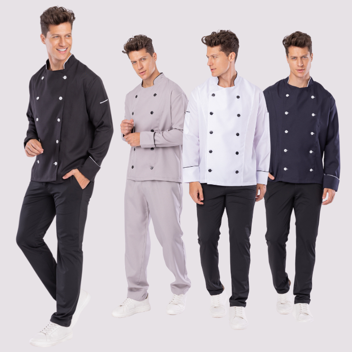 Uniforme Masculino Dolma Chef De Cozinha Manga Longa Hei