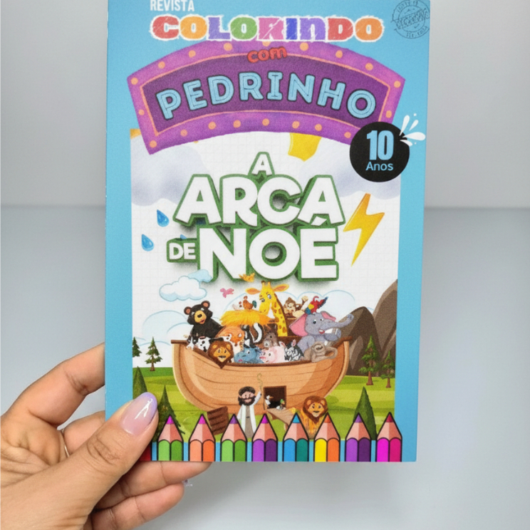 Livrinho de colorir Arca de Noé personalizado - Lembrancinha de aniversário - Qualquer tema