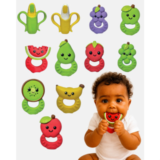 Mordedor Bebê Frutas Macio Estimulante Alívio Gengiva Brinquedo em Oferta na Shopee