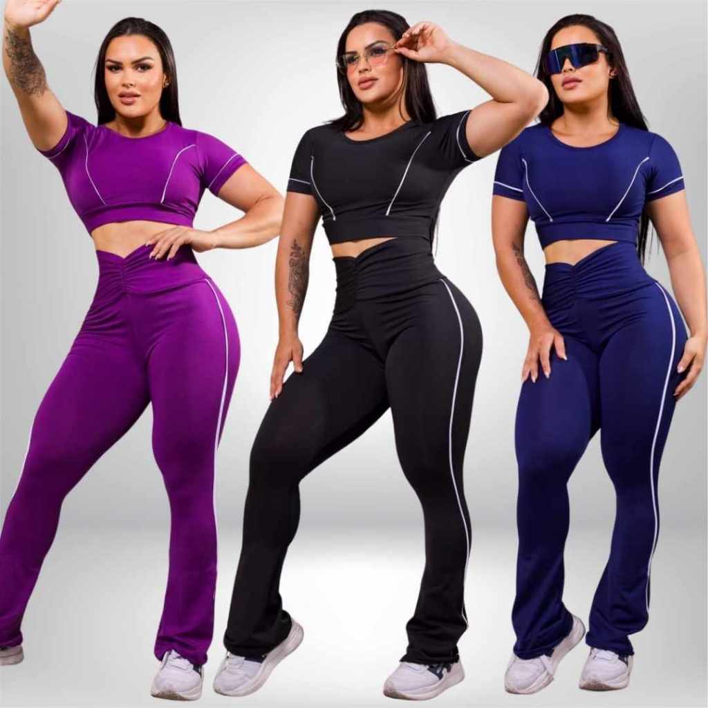Conjunto Academia Fitness Top + Calça Legging Estilo Premium em Oferta na Shopee