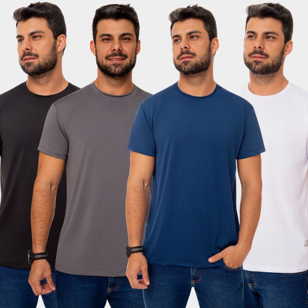 Kit 3 Camisa Camiseta Blusa Dry Fit Masculina Manga Curta Academia Treino Esportiva Corrida Proteção Uv Solar