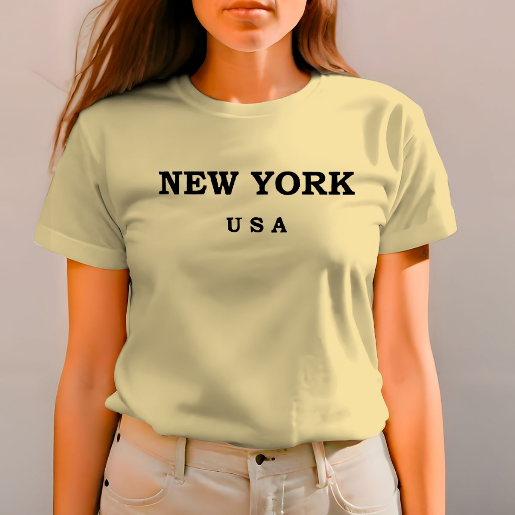Camiseta Feminina Oversized New York U.S.A Camisa Manga Curta Moda Feminina Blogueira Algodão Estilo Academia