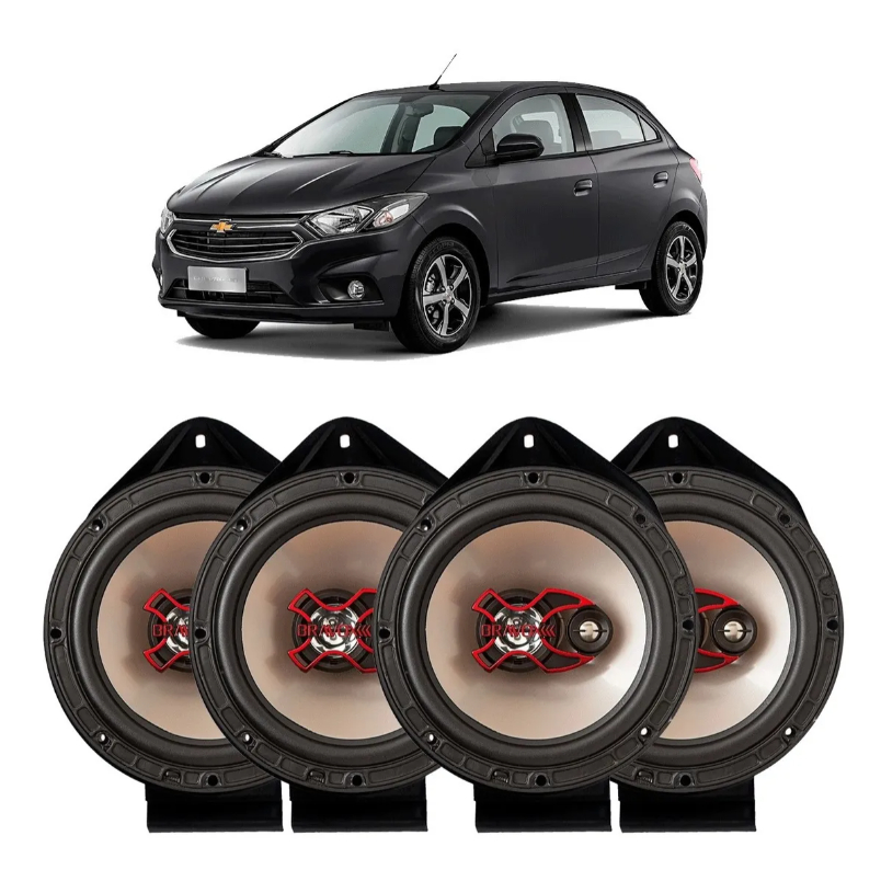 Alto Falante Bravox Gm Onix Prisma Lt Ltz Joy 4 Peças + Moldura Aro Adaptador