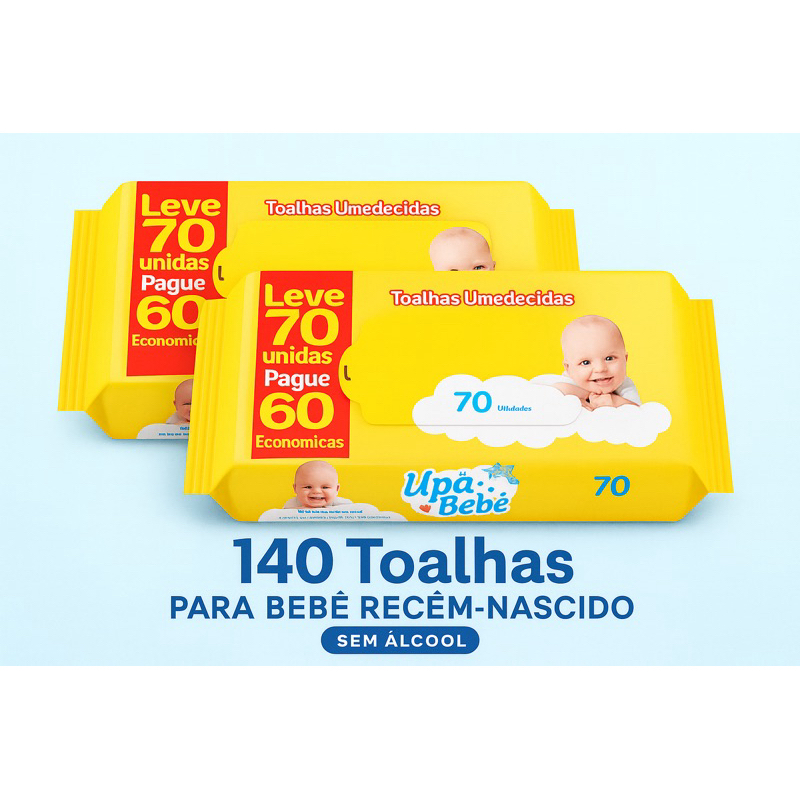 Toalha Umedecida Upa Bebe| sem alcool | PARA RECEM NASCIDO