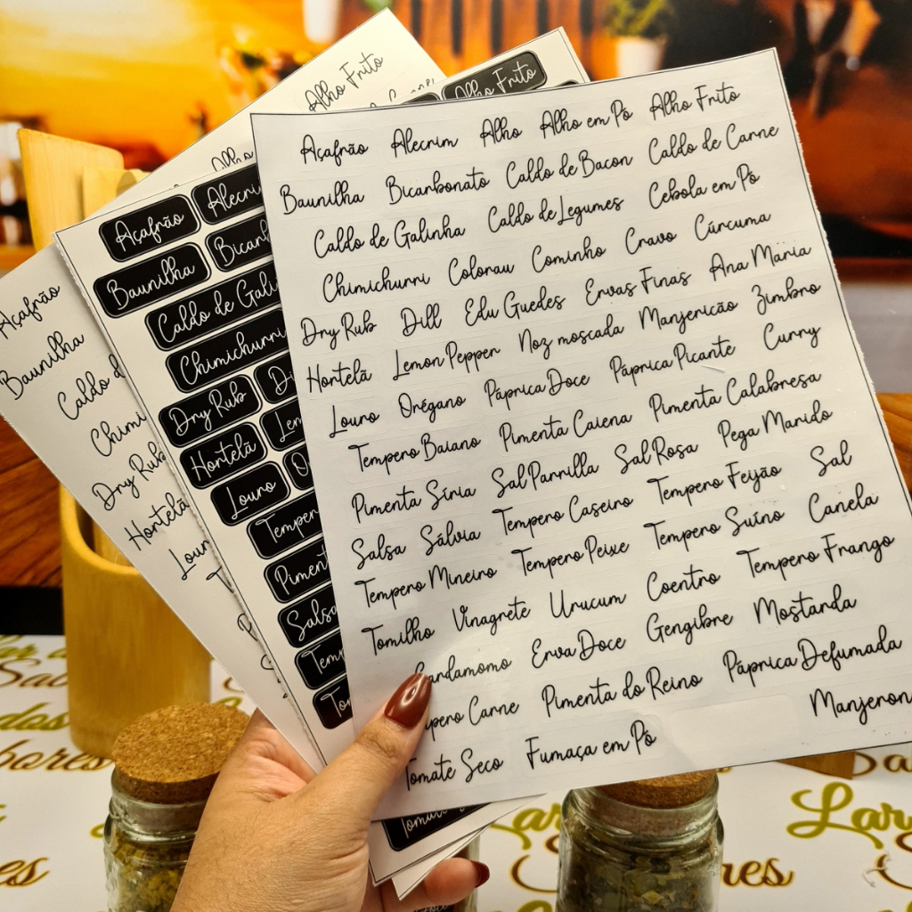 Kit Completo 64 Etiquetas de Temperos E Condimentos Etiquetas para Potes de Cozinha à Prova d’Água em Oferta na Shopee