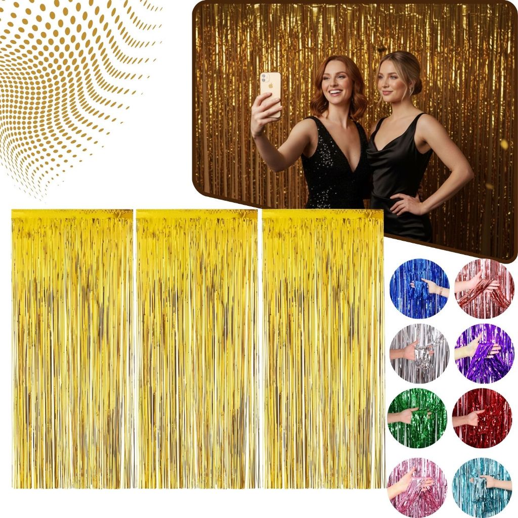 Kit Cortina Metalizada 2×1m para Painel  Fundo de Festa Enfeite Aniversário e Decoração em Oferta na Shopee