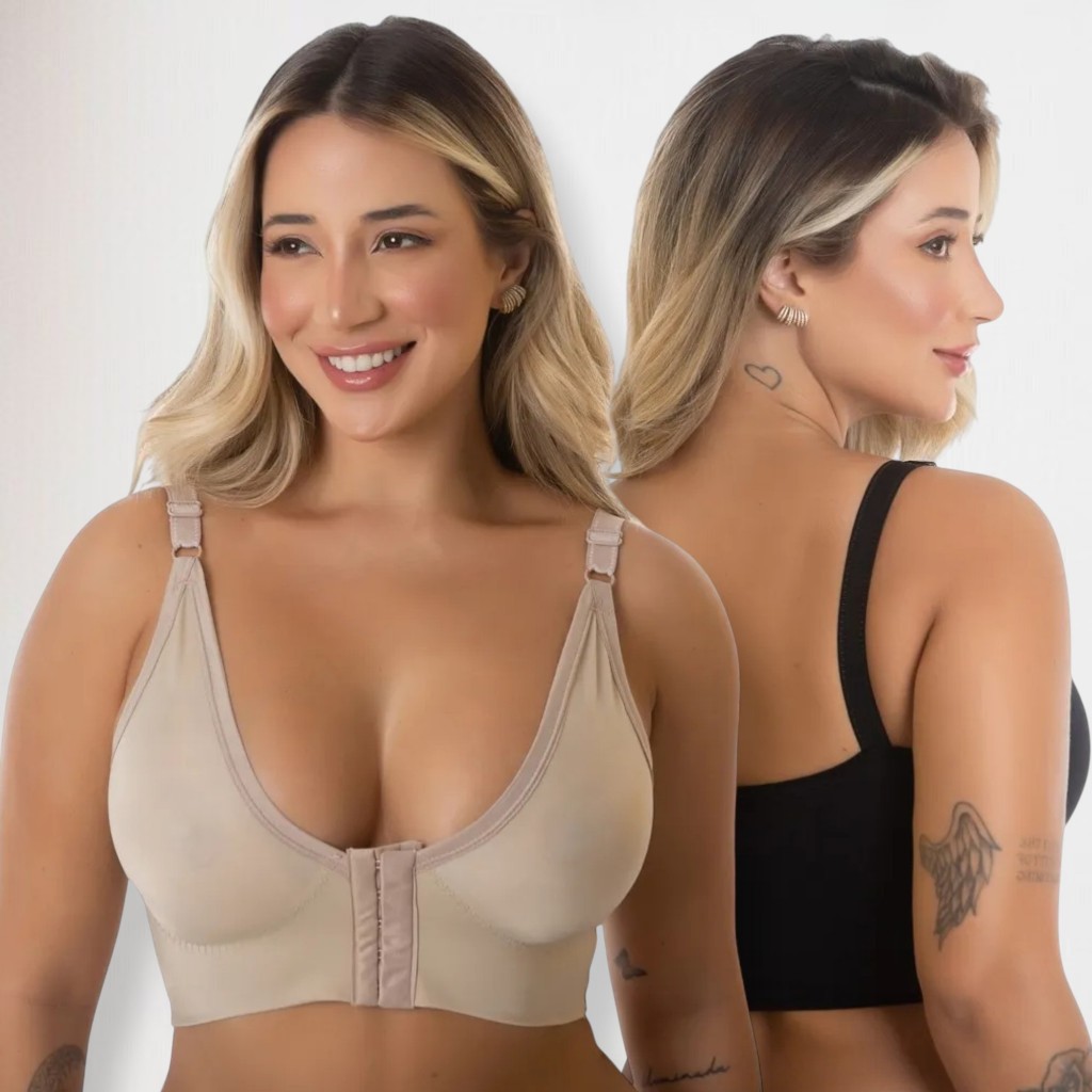 Kit 2 Sutiã Pós Cirurgia Mamoplastia Fecho Frontal Cirúrgico Reforçado Cinta Mama Pós Operatório