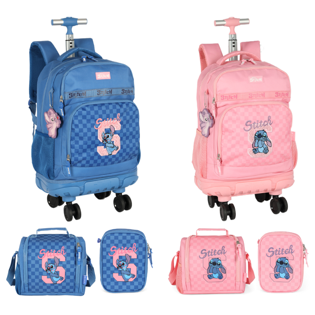 Kit Mochila com Rodinhas 360º + Lancheira Térmica + Estojo Box Stitch Lançamento 2026