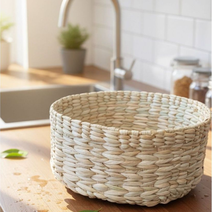 Cesto Organizador Redondo de Taboa – Artesanal e Sustentável em Oferta na Shopee