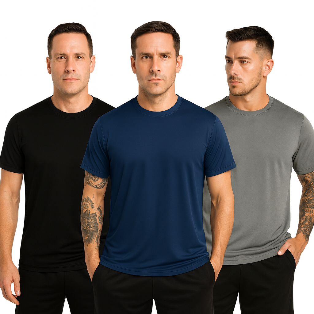 Kit 3 Camisetas  DryFit  UV+50 Masculina Lisa Academia Corrida Anti Suor Poliéster