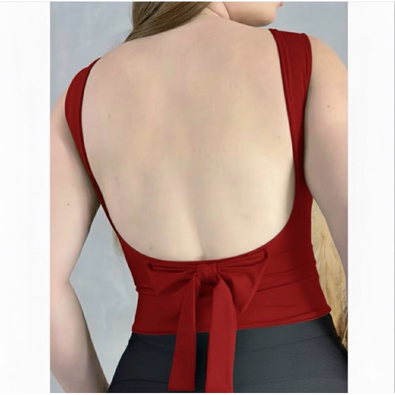 Cropped aberto nas costa costas nua com detalhe de Laço frente única fechada alça larga moda blogueira Suplex premium. em Oferta na Shopee