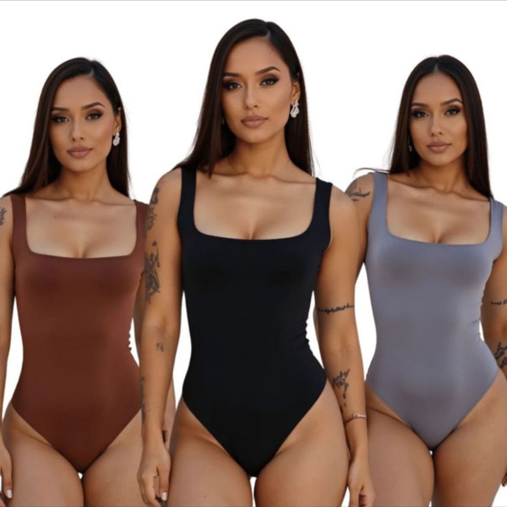 QUADRADO Body Bori Feminino Suplex Regata Alças Grossas Collant Decote Quadrado Básico Casual Dia Noite Trabalho Festa