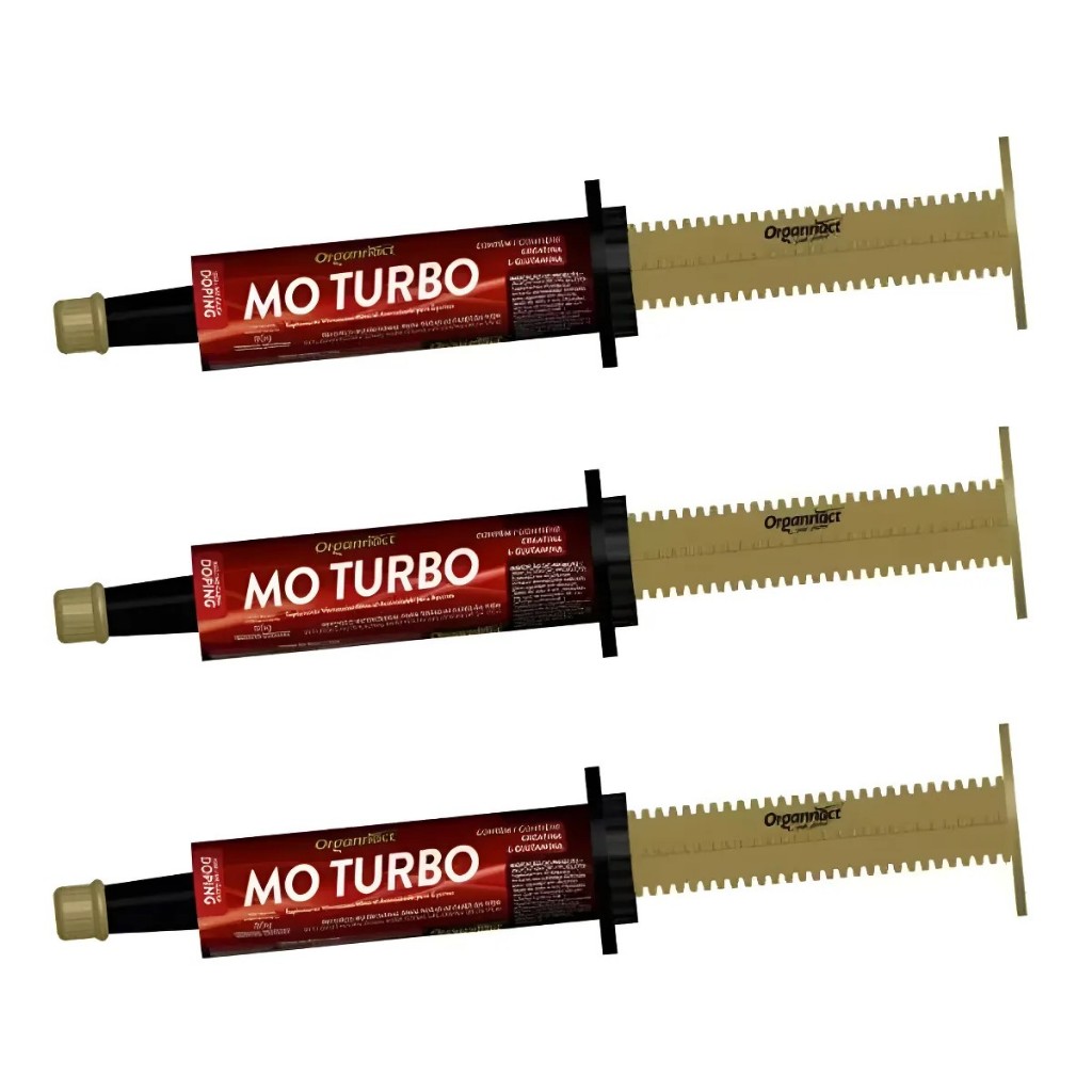 MO Turbo 56ml - Organnact - 3 Bisnagas Creatina Glutamina Suplemento Vitaminico para Equinos