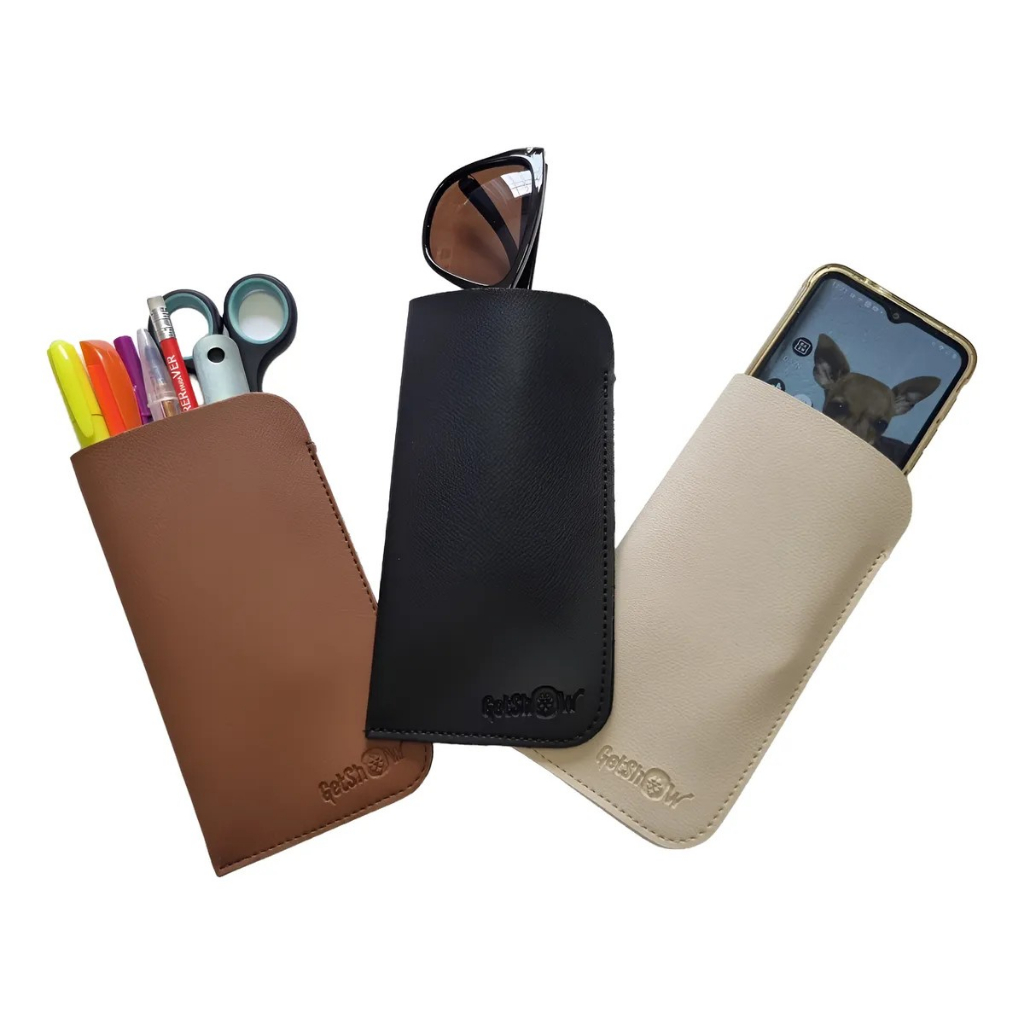 Porta Óculos kit 3 Capinha Serve Como Luva Case Estojo pra Lapis Caneta bolsinha Capa Celular barato