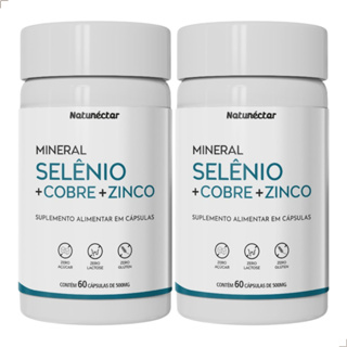 Kit 2 Frascos Selênio + Zinco Cobre Quelatos Suplemento Alimentar Natural  - 120 Cápsulas Natunectar em Oferta na Shopee