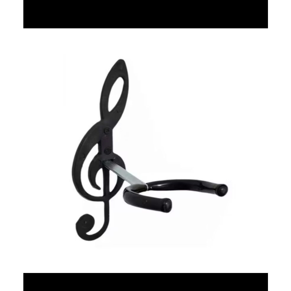 Suporte de violão PRETO para Violão, Guitarra, Ukulele, Baixo – Design Clave de Sol 𝄞