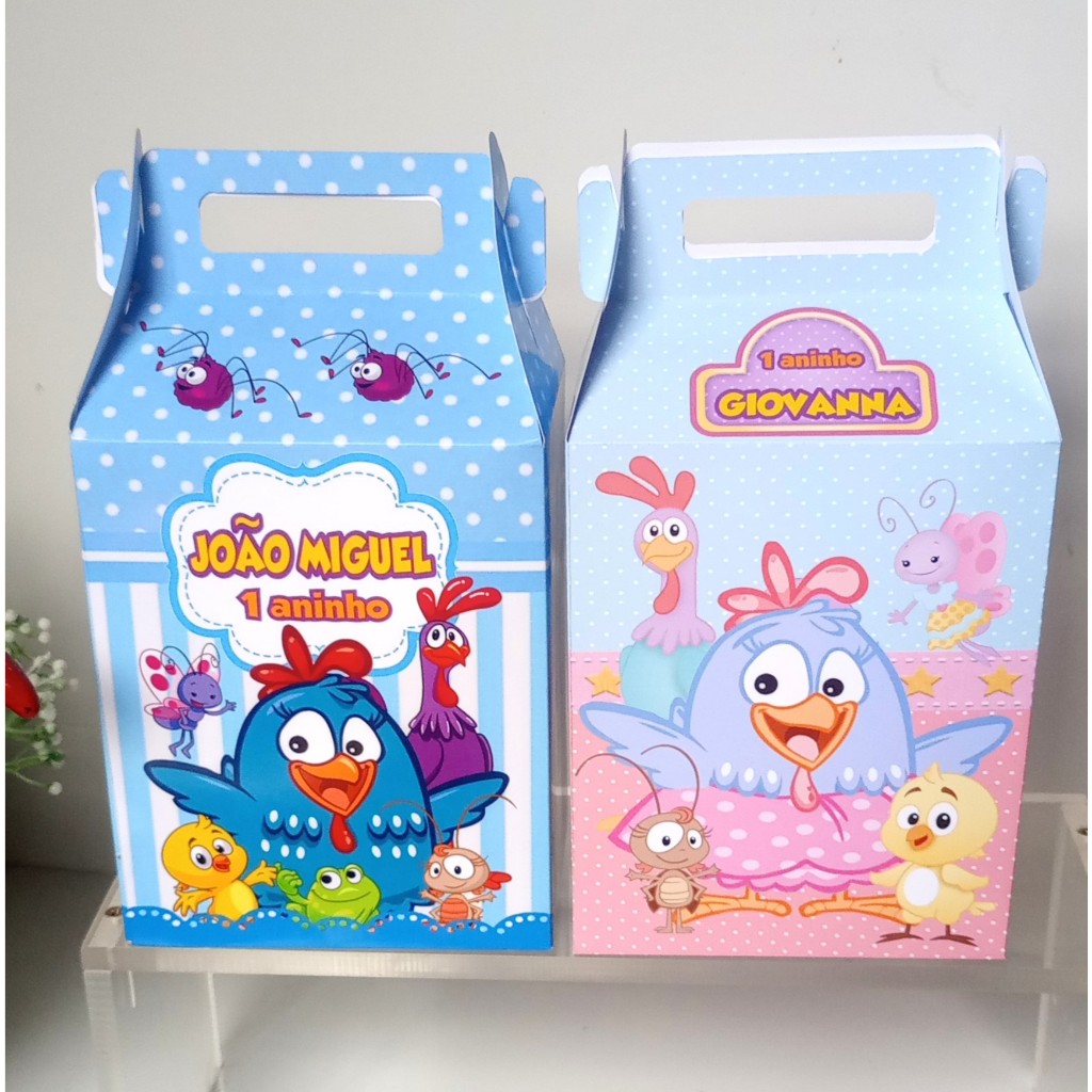 SACOLINHA/CAIXA MALETA GRANDE/BIG PERSONALIZADA PARA LEMBRANCINHA- GALINHA PINTADINHA/ GALINHA PINTADINHA CANDY