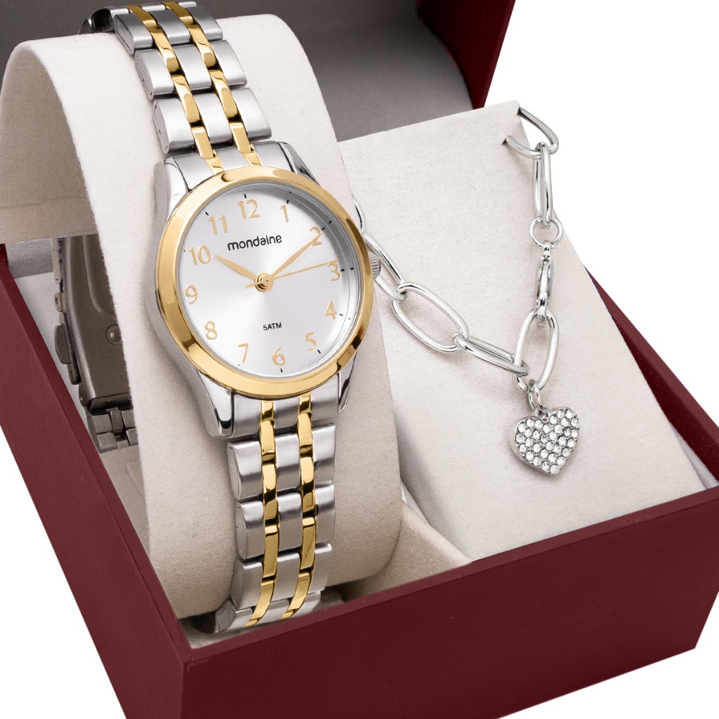 Kit Relógio Mondaine Feminino com Pulseira 32608LPMKBE3K2
