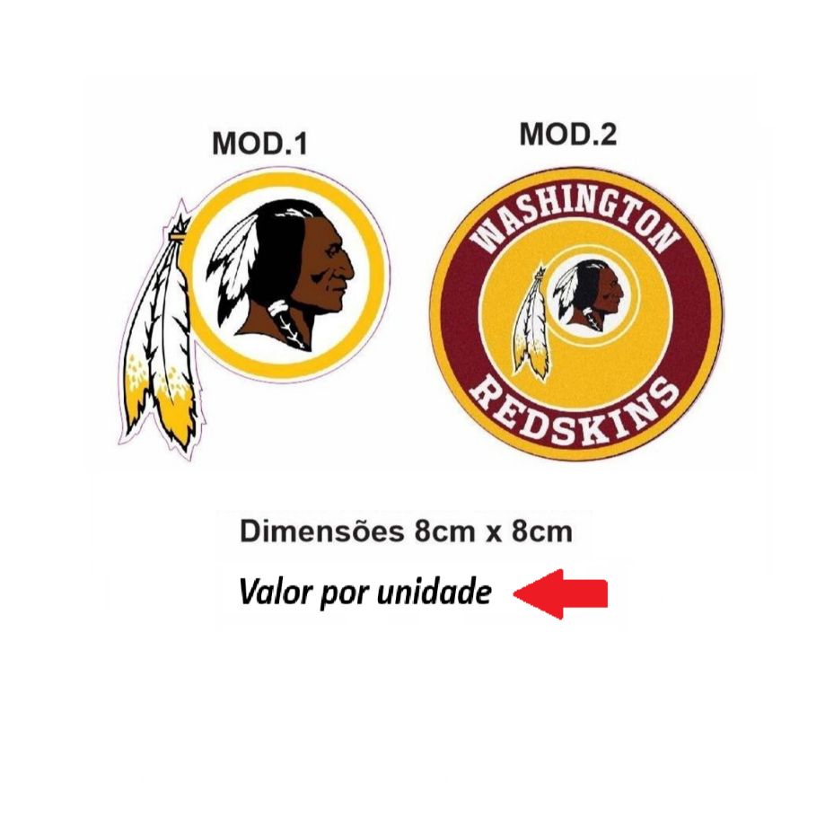 Adesivo NFL Washington Redskins Modelos Futebol Americano Valor Unitário