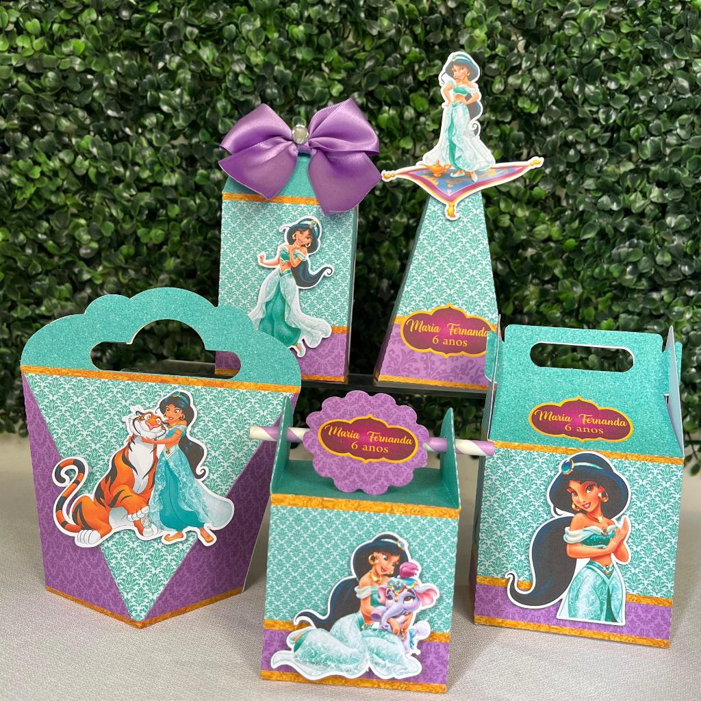 Kit Festa Personalizados Jasmine Princesa Aladim / Caixinha para Festa/ lembrancinhas PEGUE E MONTE