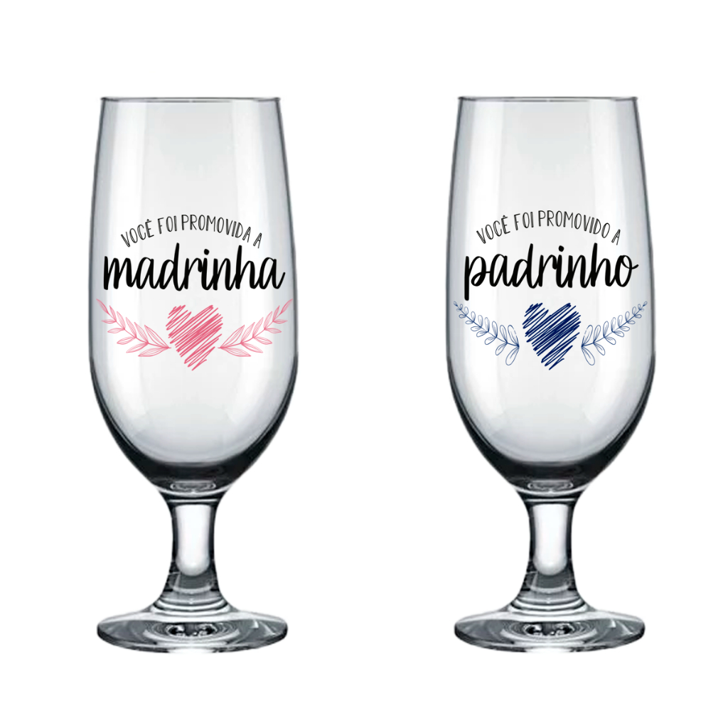 Kit De 24 Taças De Vidro Decorado De 300ml Modelo Floripa Para 12 Madrinhas E 12 Padrinhos Casamento em Oferta na Shopee