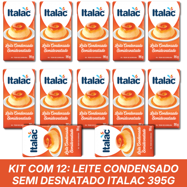 Kit 12 Leite Condensado Italac 395g Semi Desnatado