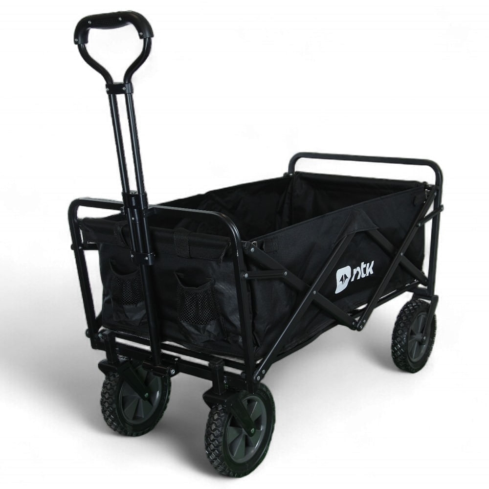 Carrinho Dobrável Wagon Aço 80kg Carga Pesada Praia Camping Feira Mercado Transporte Rodas