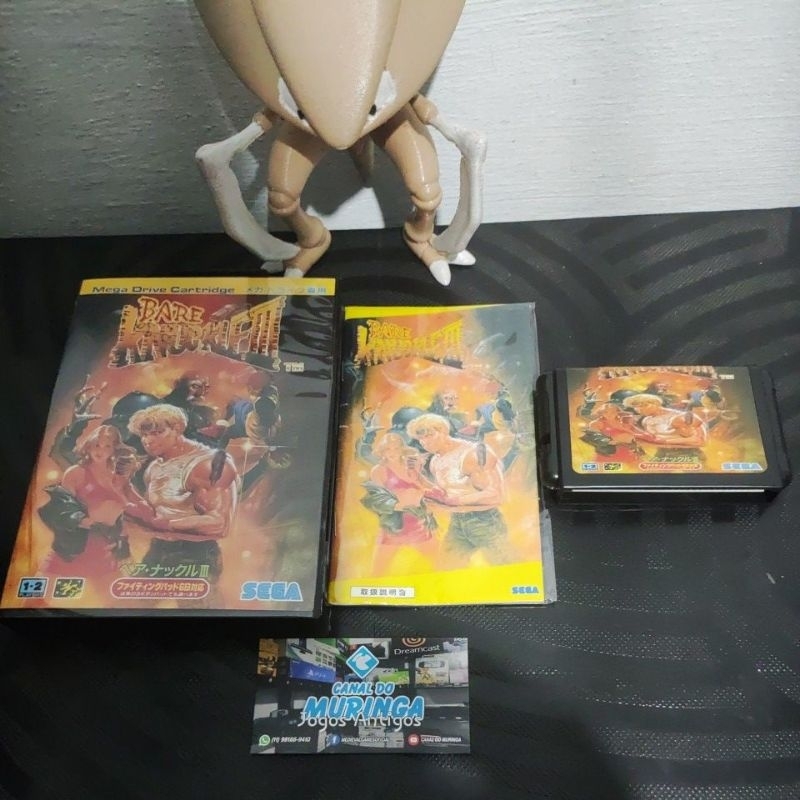 Streets of rage 3 - Mega Drive - Manual - japan - Carcaça nova - label nova - Caixa de plástico preta Padrão Sega