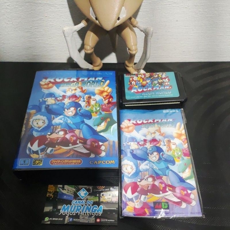 Rockman - Megaman Wily Wars- Mega Drive - manual completo - japonês - label nova - caixa padrão Sega