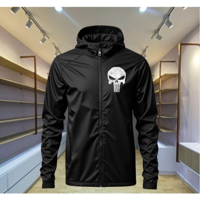 JAQUETA CORTA VENTO ESTAMPADO PUNISHER BLUSA 100% POLIESTER PREMIUM
