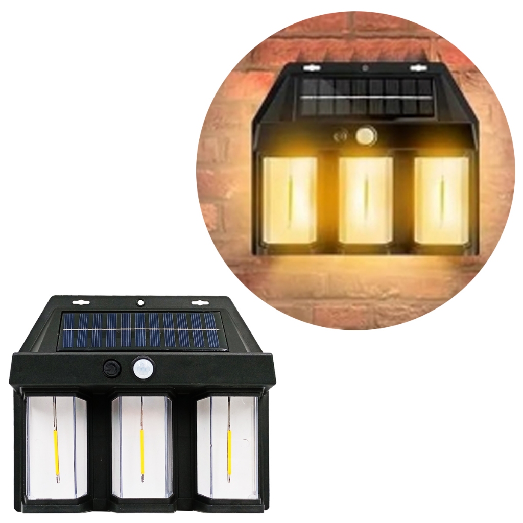 Aplique Arandela Holofote Solar Recarregavel Vintage Retro Preta em Oferta na Shopee