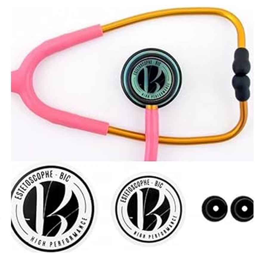 Estetoscópio Bic Eternity Duplo Adulto Infantil Gold Rosa  Rainbow Cor Rosa