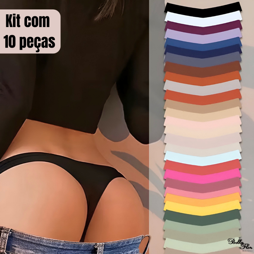 Kit 10 Calcinhas Fio Dental Sem Costura Com corte a Laser Não Marca em Oferta na Shopee