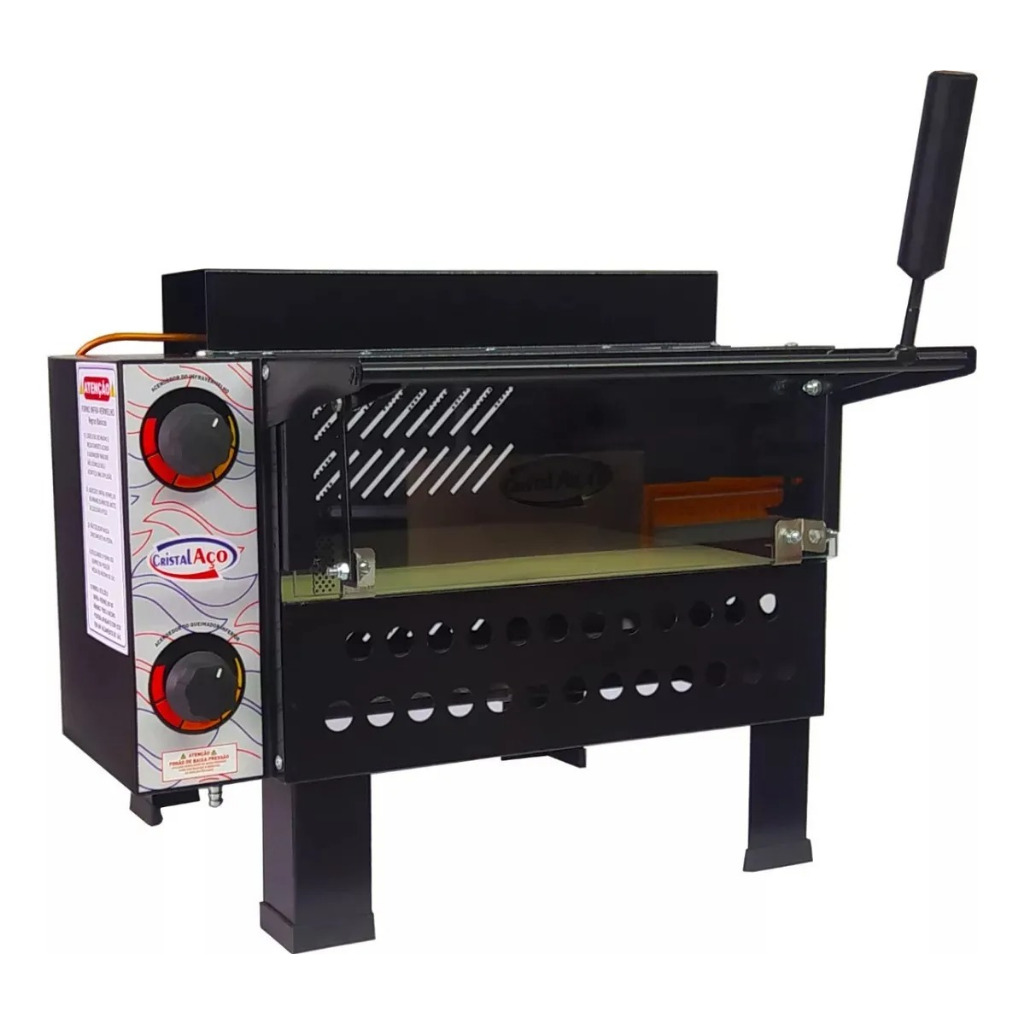 Imagem Forno De Pizza Industrial A Gás 68x48 Cristal Aço Profissional 1 Pizza Grande