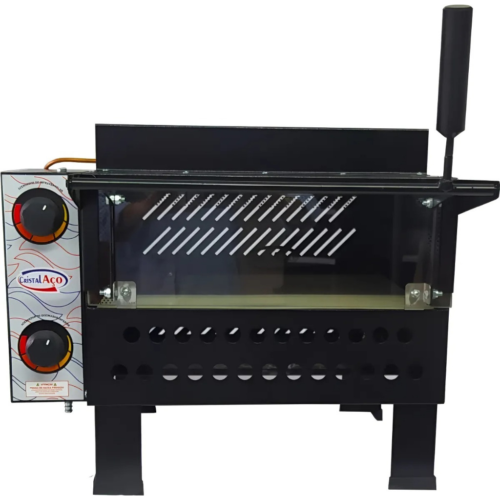 Imagem Forno De Pizza Profissional A Gás Com Infravermelho 68x48 Para 1 Pizza Grande Cristal Aço