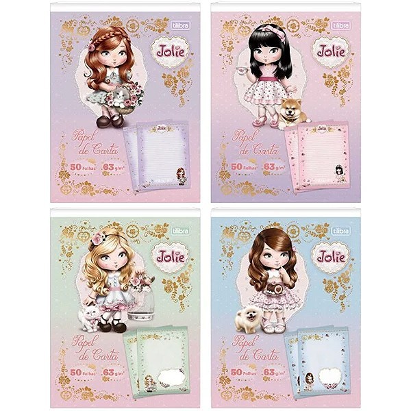 PAPEL DE CARTA JOLIE 50 FOLHAS DECORADAS 63G - TILIBRA - UNIDADE