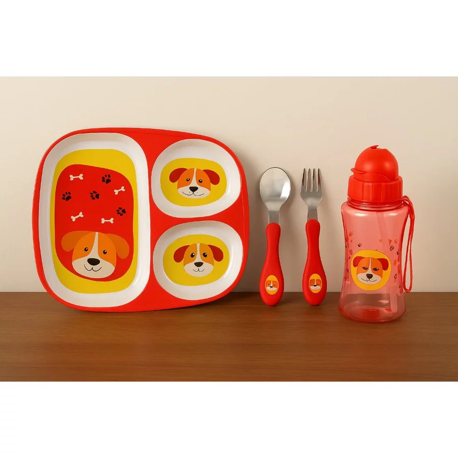 Kit Infantil Alimentação Talheres Inox Prato Bebê Colorido
