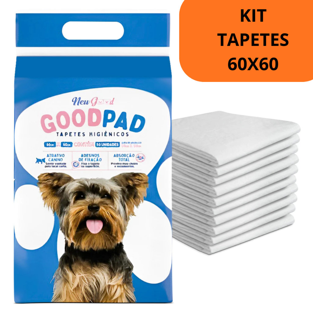 Kit Tapetes Higiênico Good Pad P/ Cães Gato 60x60 Cm C/ Até 100 Unidades em Oferta na Shopee