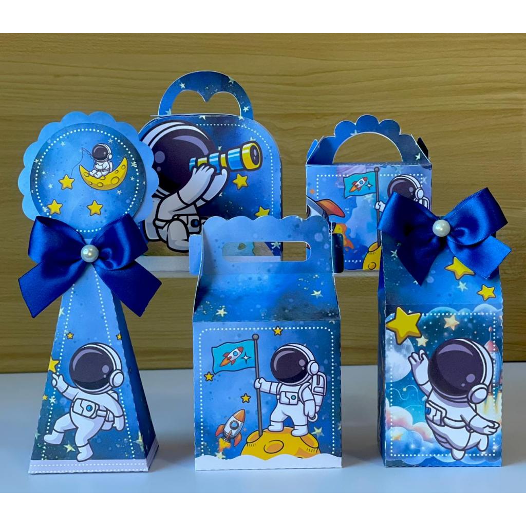 Astronauta Kit Personalizado Lembrancinhas para Festa Caixinhas Personalizadas Mêsversário Aniversário Sem Laço