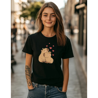 Camiseta Feminina 100% Algodão Capivaras Amor E Conforto feminina estampa fofa capivaras amor Basica em Oferta na Shopee