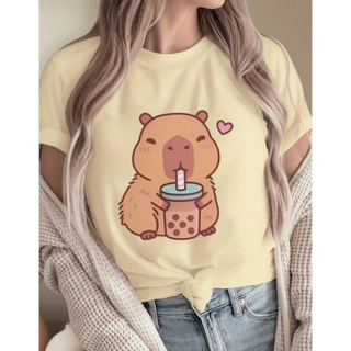 Camiseta Feminina Básica T-shirt Capivara Copo Camisa Linda camisa Basíca CAPIVARA MODA MEME ESTAMPA em Oferta na Shopee