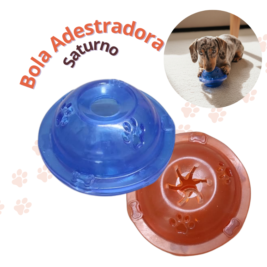 Brinquedo Bola Interativa Saturno para Cães que Solta Petiscos para Adestramento