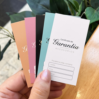 Cartão Certificado de Garantia e Cuidados Acessórios Semijoias e Bijouterias Peça - 5x9cm em Oferta na Shopee