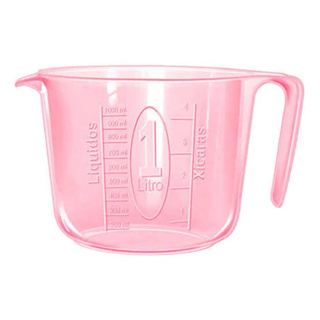 Jarra Copo Medidora com Alça De Plástico Rosa Transparente Graduada 1 Litro Confeitaria em Oferta na Shopee