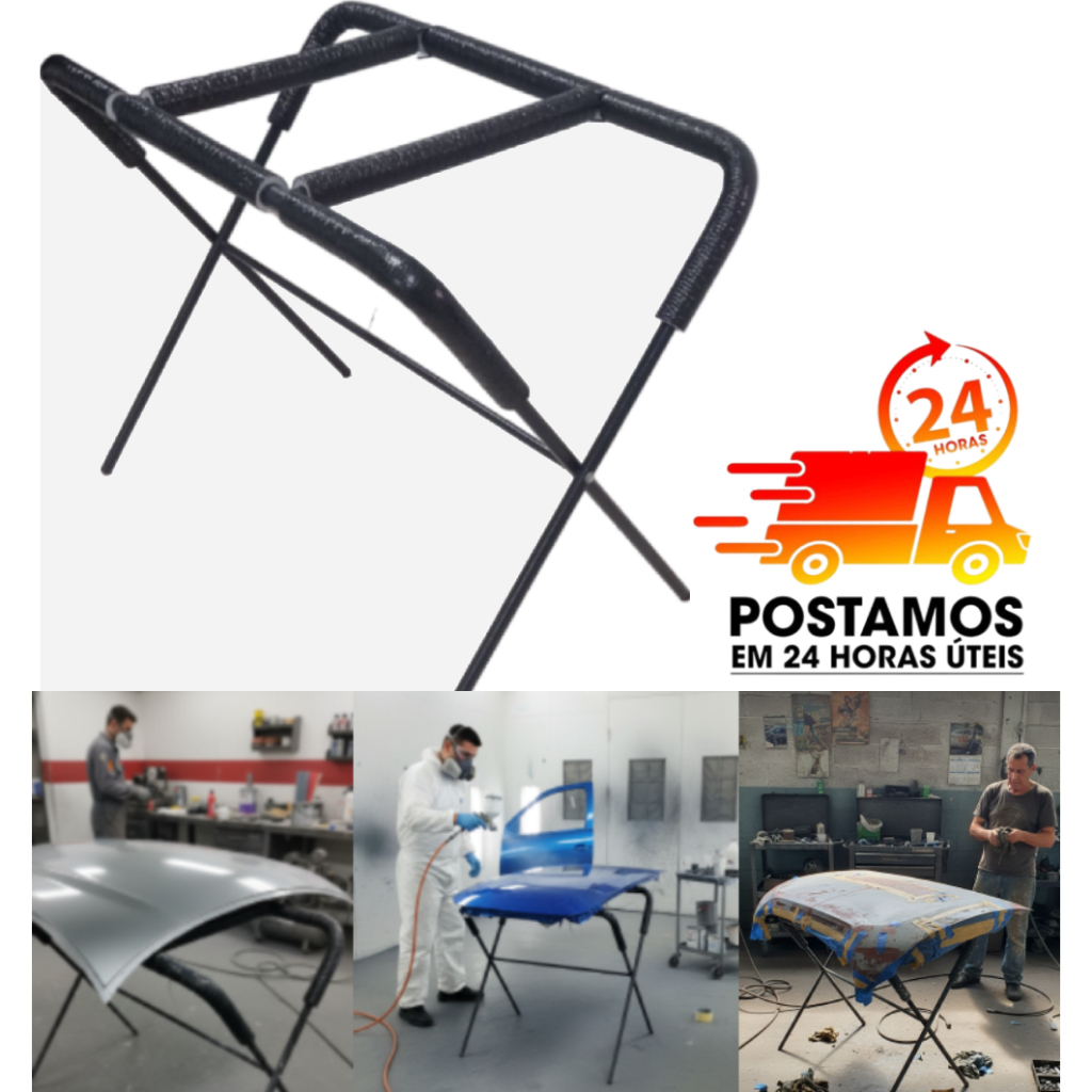 Cavalete para Funilaria e Pintura Automotiva Dobrável Estável Revestido Uso Profissional
