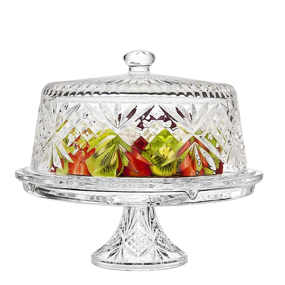 Boleira de Vidro com Tampa em Vidro 5x1 Suporte Bolo Saladeira Petisqueira, Salgados  Doces - Diamond Luxxor